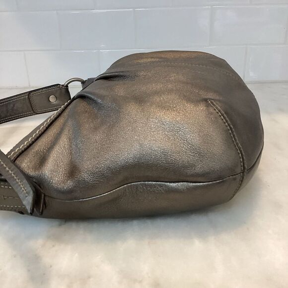 Coach Soho Hobo Pleated Graphite Metallic Leather Shoulder Bag - Picture 10 of 15